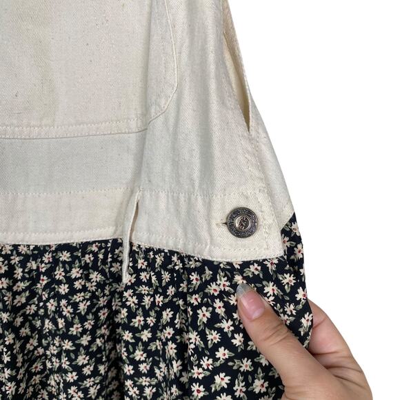 Vtg Jeans by Express 90s Floral Cottagecore Overall Romper Playsuit SZ S - Picture 4 of 7